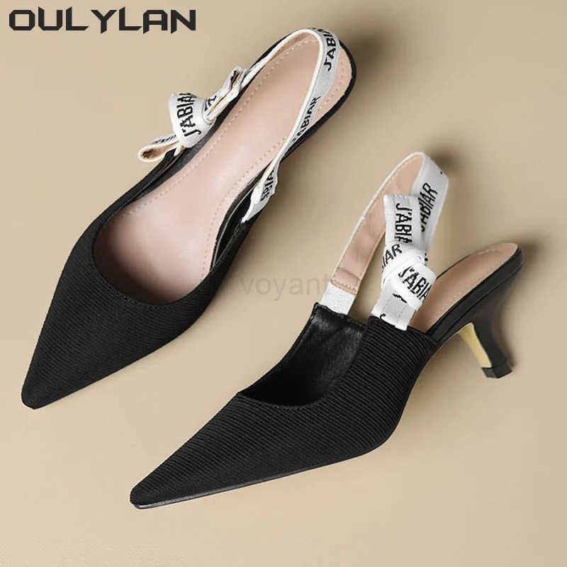 Mujer Wens Sexy Pointed Toe Sandals Spring Fashion Sgback Shoes 2024 New Ladies High Heel Slippers Pumps Sandalias Z250326