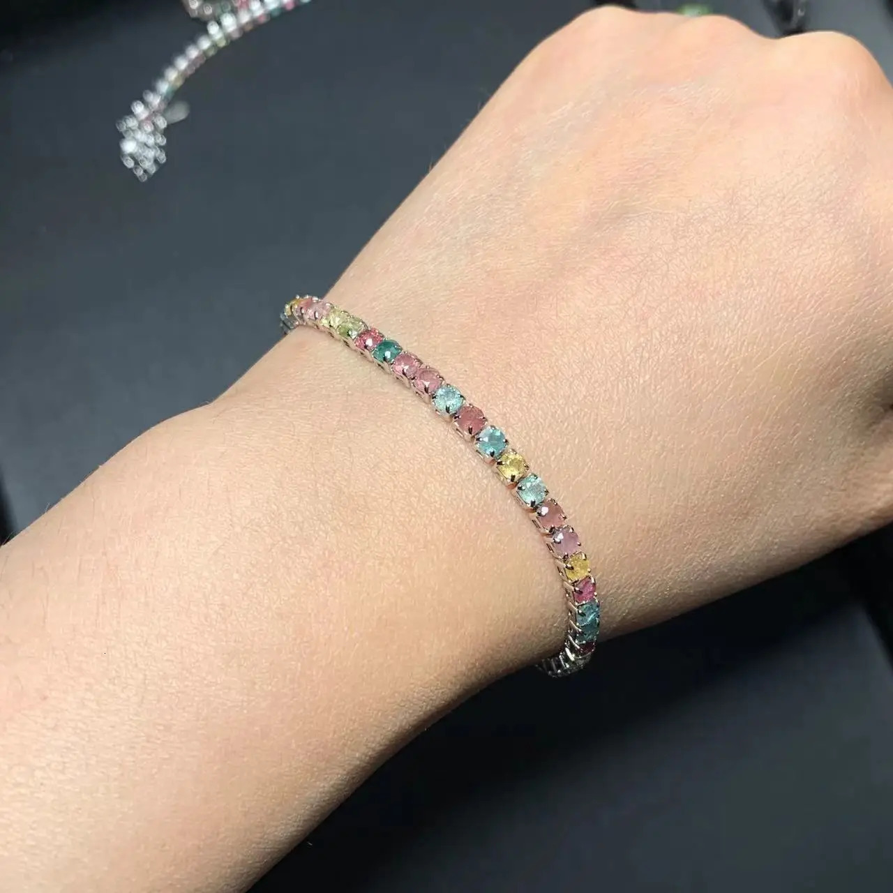 Natural tourmaline bracelets and womens tennis bracelets with adjustable fine jewelry gift stones 250326