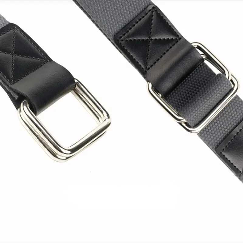 Mens belt trend double loop buckle canvas womens belt cargo outdoor sports jeans set pants black and white orange red blue belt W250326