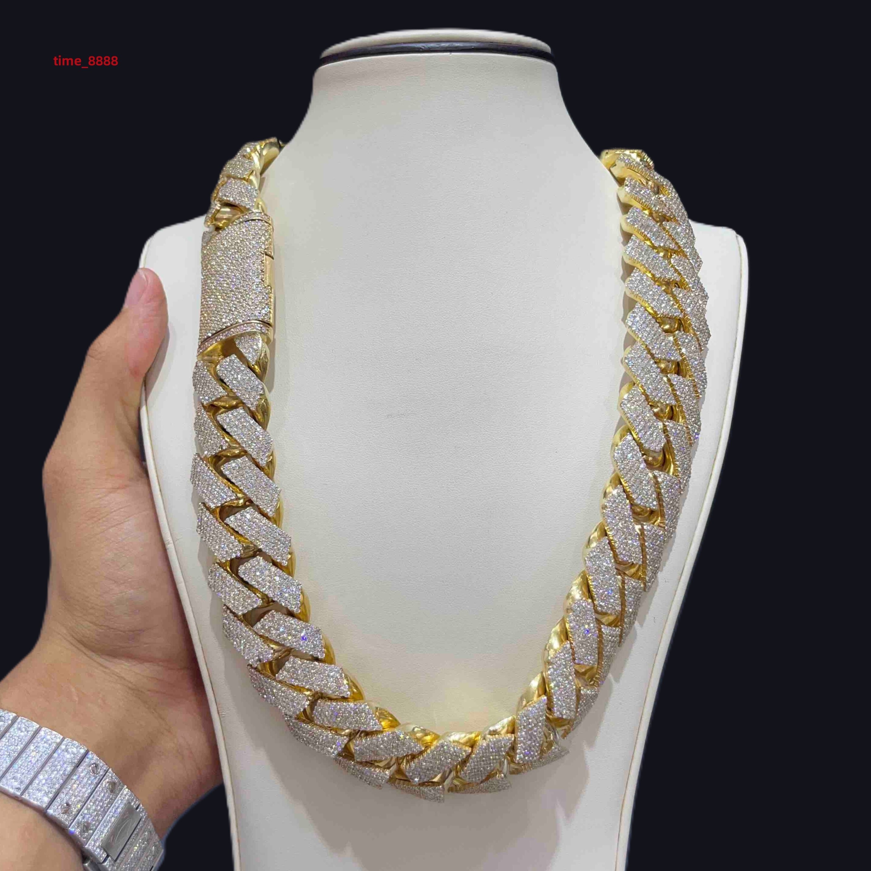 Custom 10k 14k Real Solid Gold Miami Cuban Link Necklace 20KT LG Diamond Chain for Rappers Man VVS Moissanite Necklace Women
