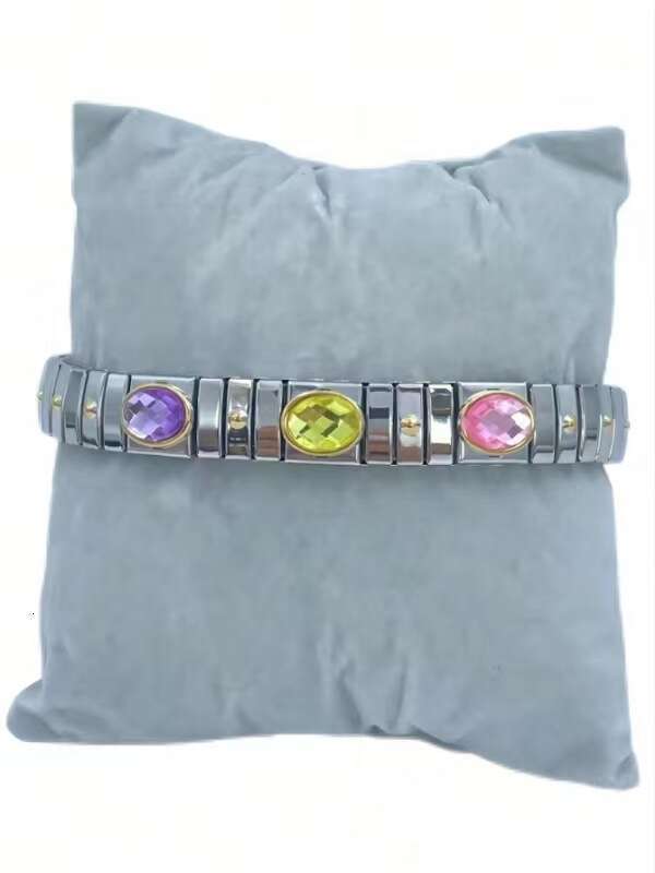 Ins Designer bracelet Sweet and cool niche non fading relief butterfly colored diamond moissanite geometric stainless steel elastic Luxurious jewelry 