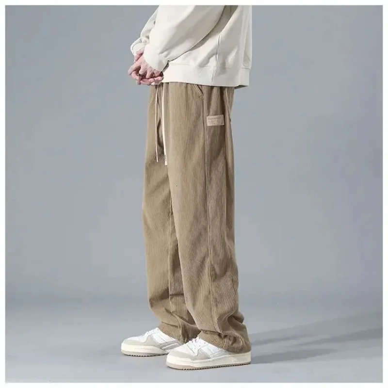 2024 Japanese Retro Corduroy Mens Casual Pants Spring and Autumn Straight Leg Work Clothes Trouser Style Fashion Sports 250326