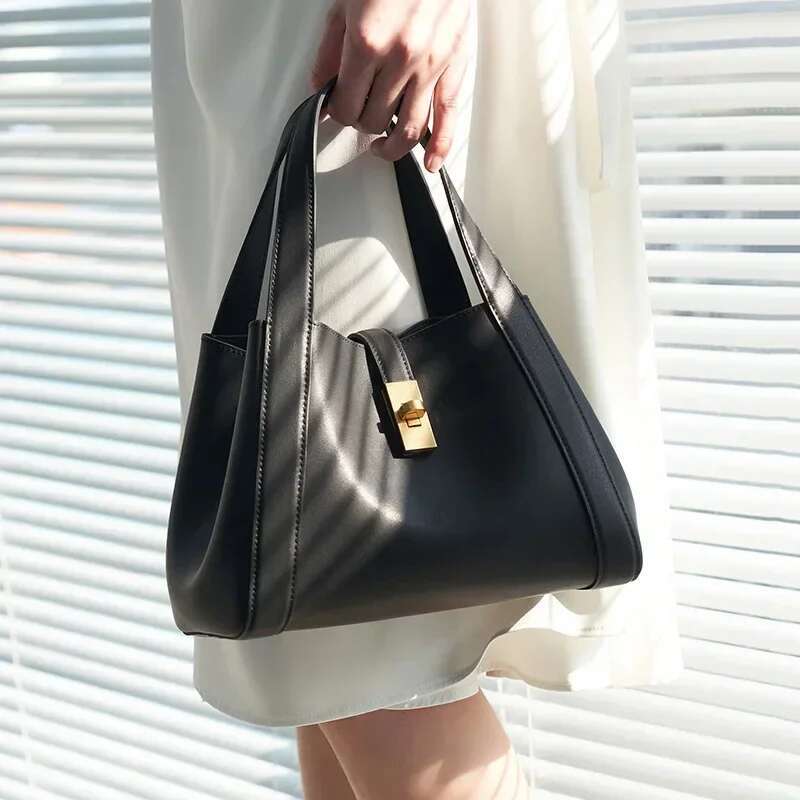 Genuine Leather Bucket For Women 2024 Fashion Daily Shoulder Bags High Quality Totes Female Designer Crossbody Bag