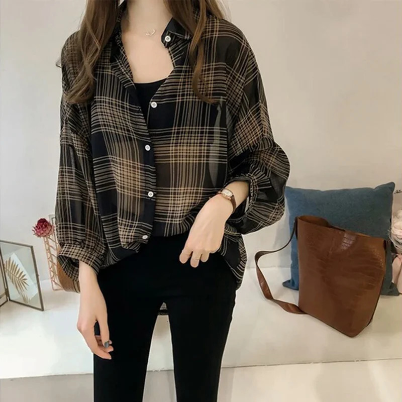 Womens loose plain shirt autumn coat womens long sleeved Hong Kong style top casual Korean polo 250326