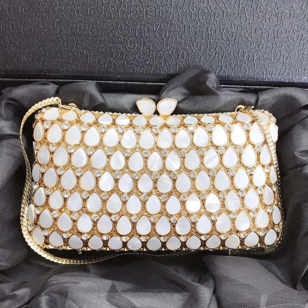 Women Evening Clutch Bag Bridal Wedding Elegant Party Handmade Clutch Purse Womens Handbags Purses Hollow Out Metallic