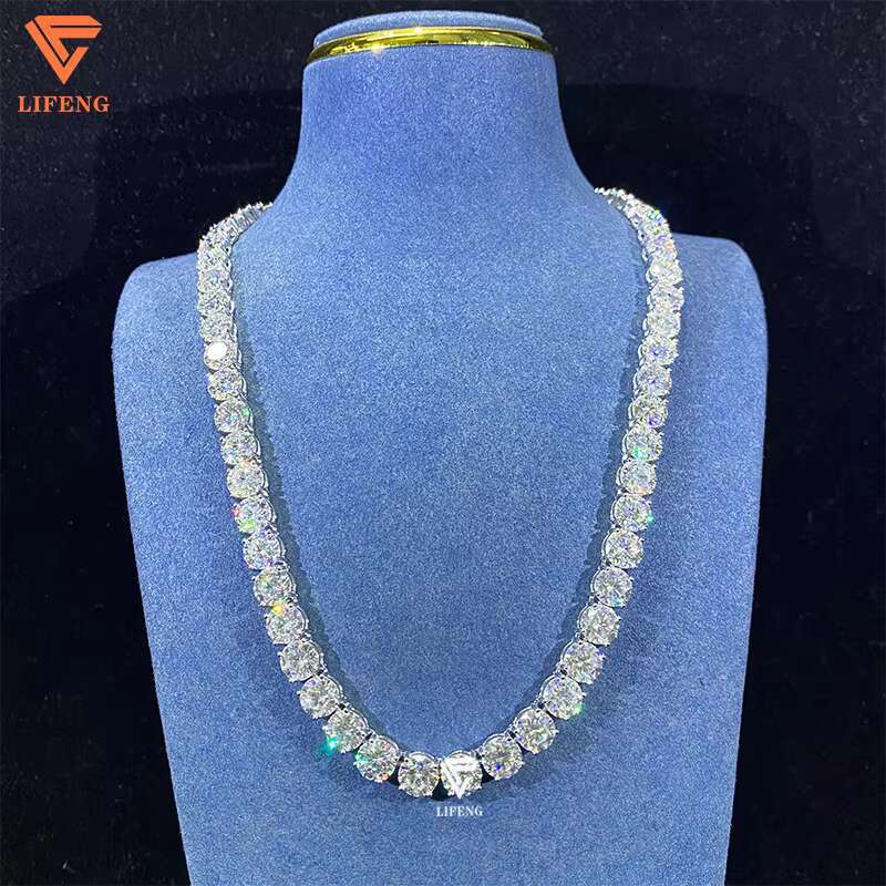 High Quality 925 Silver Moissanite Tennis Necklace 3/4/5/6/8mm Shine Link Chain White Gold Plated Birthday Gift VVS Diamond