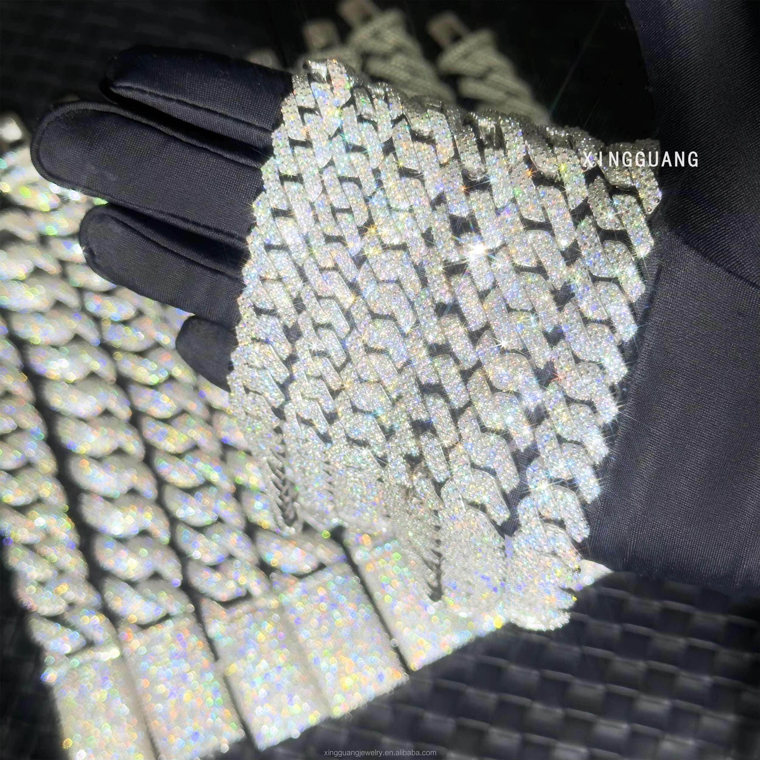 Hot Popular VVS Moissanite Cuban Link Chain for Men 2rows 8mm-15mm Wide 925 Sterling Silver Cuban Chain Hip Hop Necklace