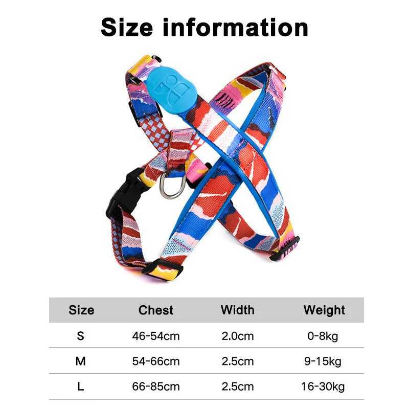Stepped dog harness heavy-duty comfortable patterned fashionable harness suitable for small and large dog training outdoor running and non suffocating