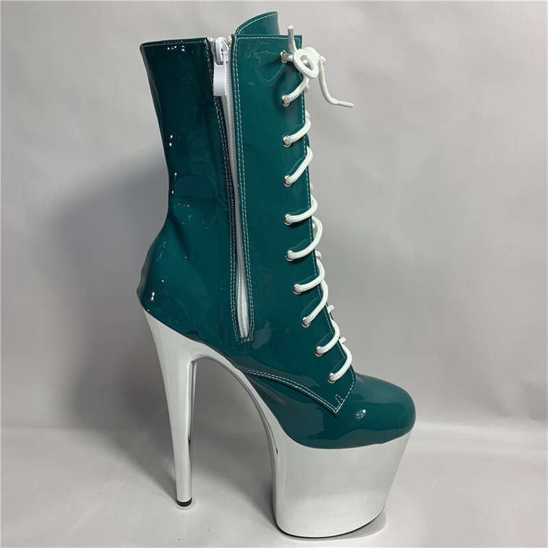 High Heel Autumn Round Toe Super High Heels Waterproof Platform CM Women S Short Trendy Low Cut Leg Slimming Green Fashion Boots