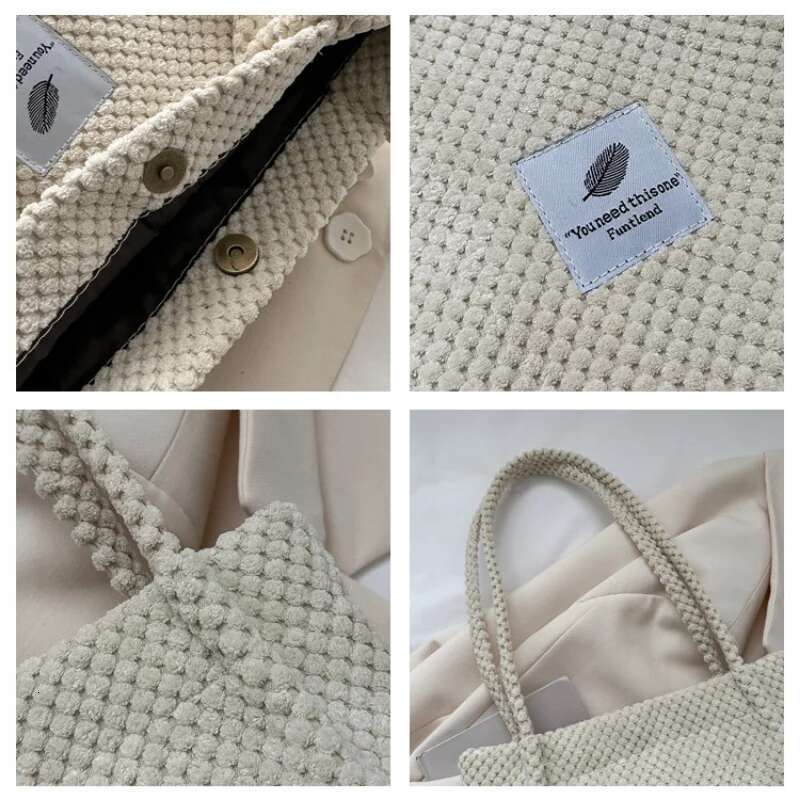 2025 Arts Shoulder For Women New Canvas Bucket Handbags Corduroy Fashion Casual Solid Color Famous Brand Bags