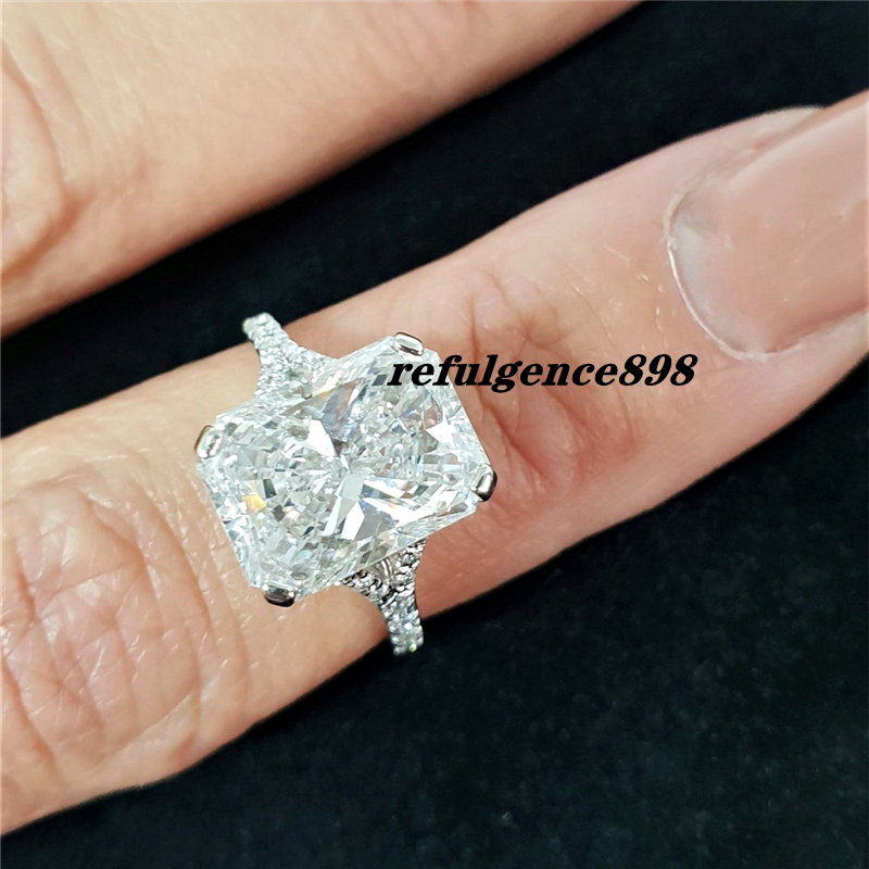 JY Jewelry 4.0 Carat Radiant Cut Lab Grown Diamond Full Band Engagement Ring 14K 18K Real Gold Ring Vintage Wedding Band
