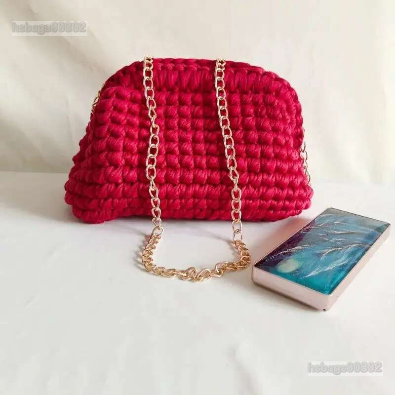 2024 Lady Shoulder Handmade Crochet Woven Bag Fabric Strip Designer Handbag Purses For Women Tote Bags