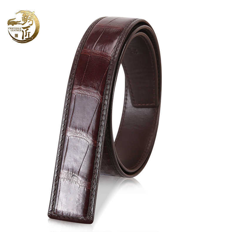 Belts Straight Thai Crocodile Belt Mens Business Leisure Belt Crocodile Belly without Splicing 3.4 Automatic Buckle S25326