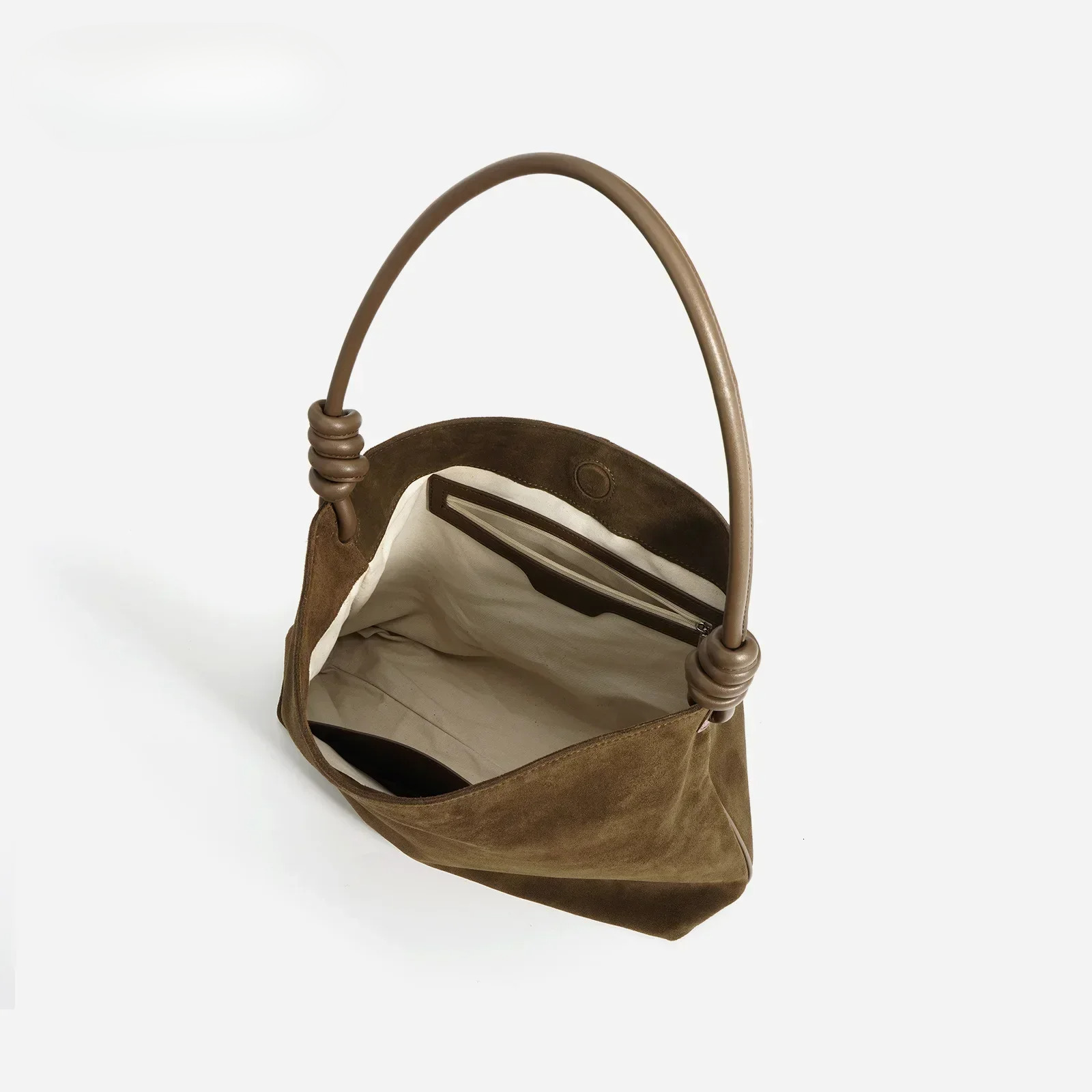 2025 All-Match Chamois Matte Suede Cowhide Leather Tote Large Capacity Designer Maillard Dressing Coffee Winter Ladies Handbag