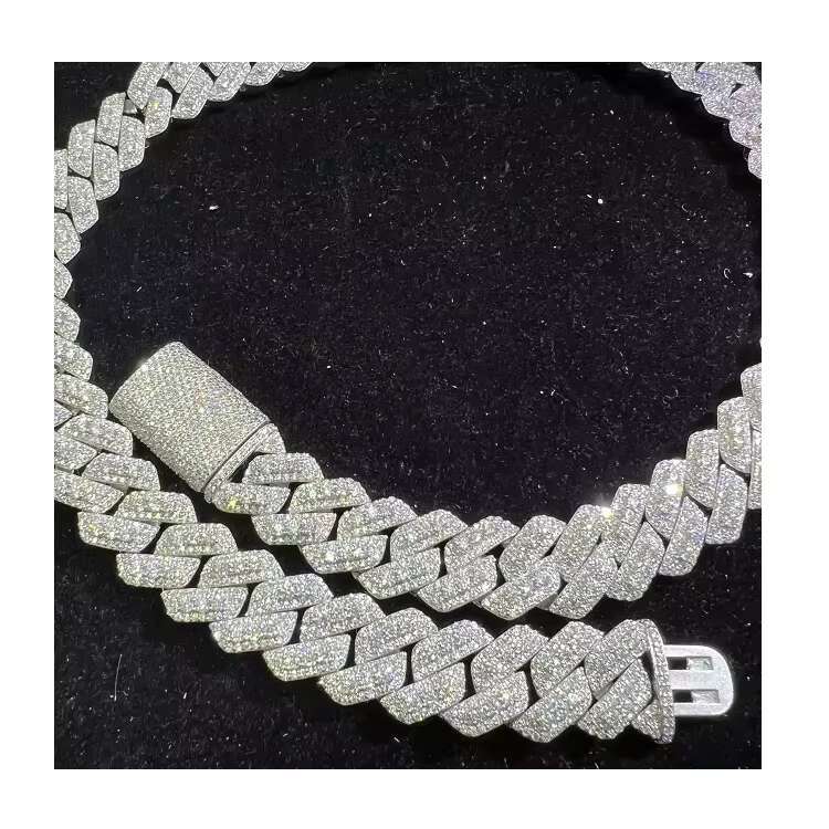 Manufacturer Direct Sales High Quality Luxury 18mm Cuban Chain Necklace for Women Moissanite Jewelry