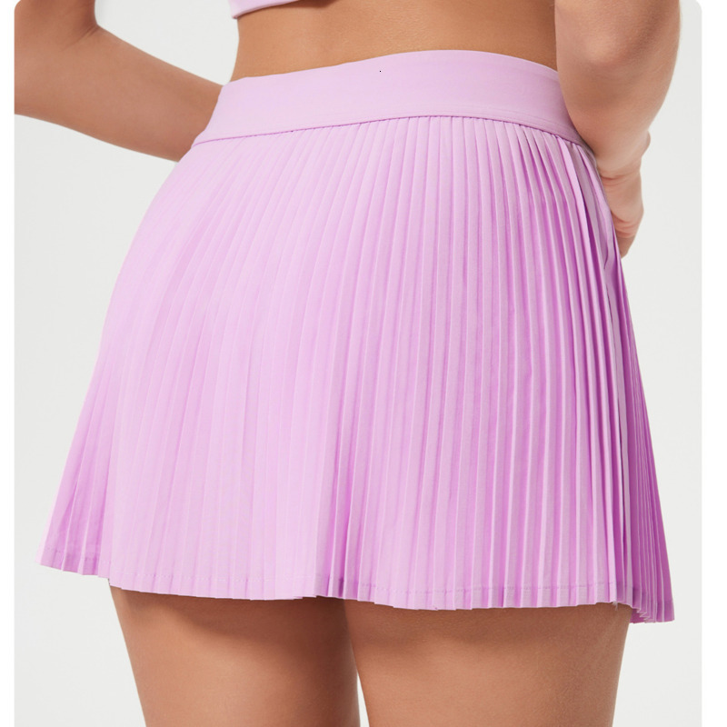 Women High Waist Tennis Pleated Skirt With Inner Lining Summer Double Layer Design Sport Sexy Fiess Yoga Pleat Dancing Skort Shorts