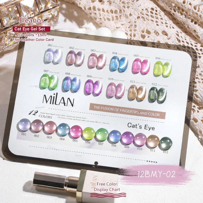 Eleanuos 12 Colors Cat Eye Gel Nail Polish Set For Nail Salon Super Bright Explosive Flash Cats Eye Magnetic Gel Set 250326