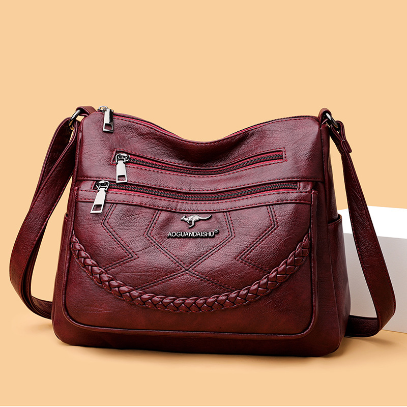 Designer 2025S new mom versatile fashion shoulder soft leather middle-aged women large capacity small square PU crossbody bag