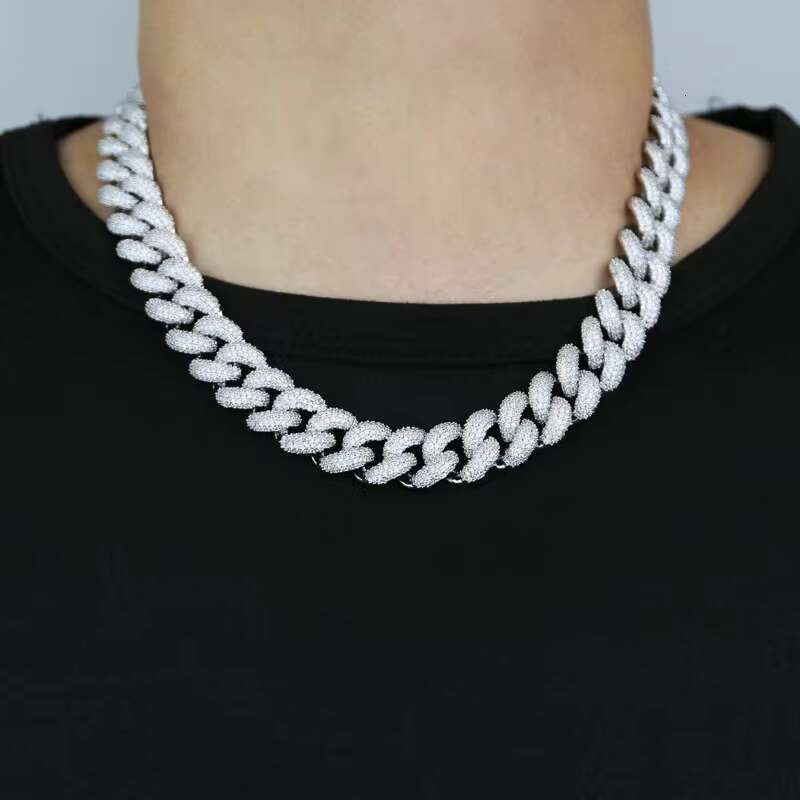 Fashion Jewelry Hip Hop Style Cuban Necklace European and American Mens Hip Hop Diamond Set Necklace