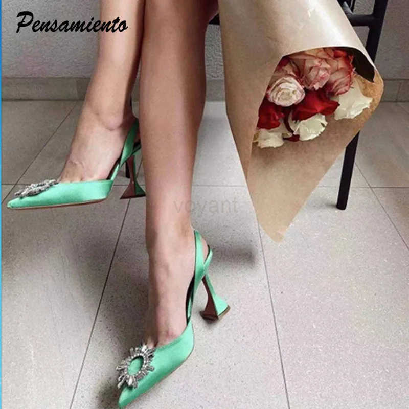 2023 Star sle Wen Sandals Elegant Pointed toe Slingback Summer Off Lady Shoes Fashion High h Gladiator sandals Wan Z250326