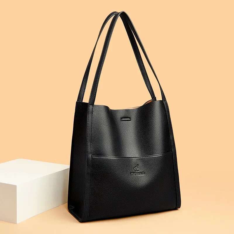 12 Inch (30Cm) High Quality Ladies Shoulder Simple Solid Color Tote Shopping Bag Large Capacity