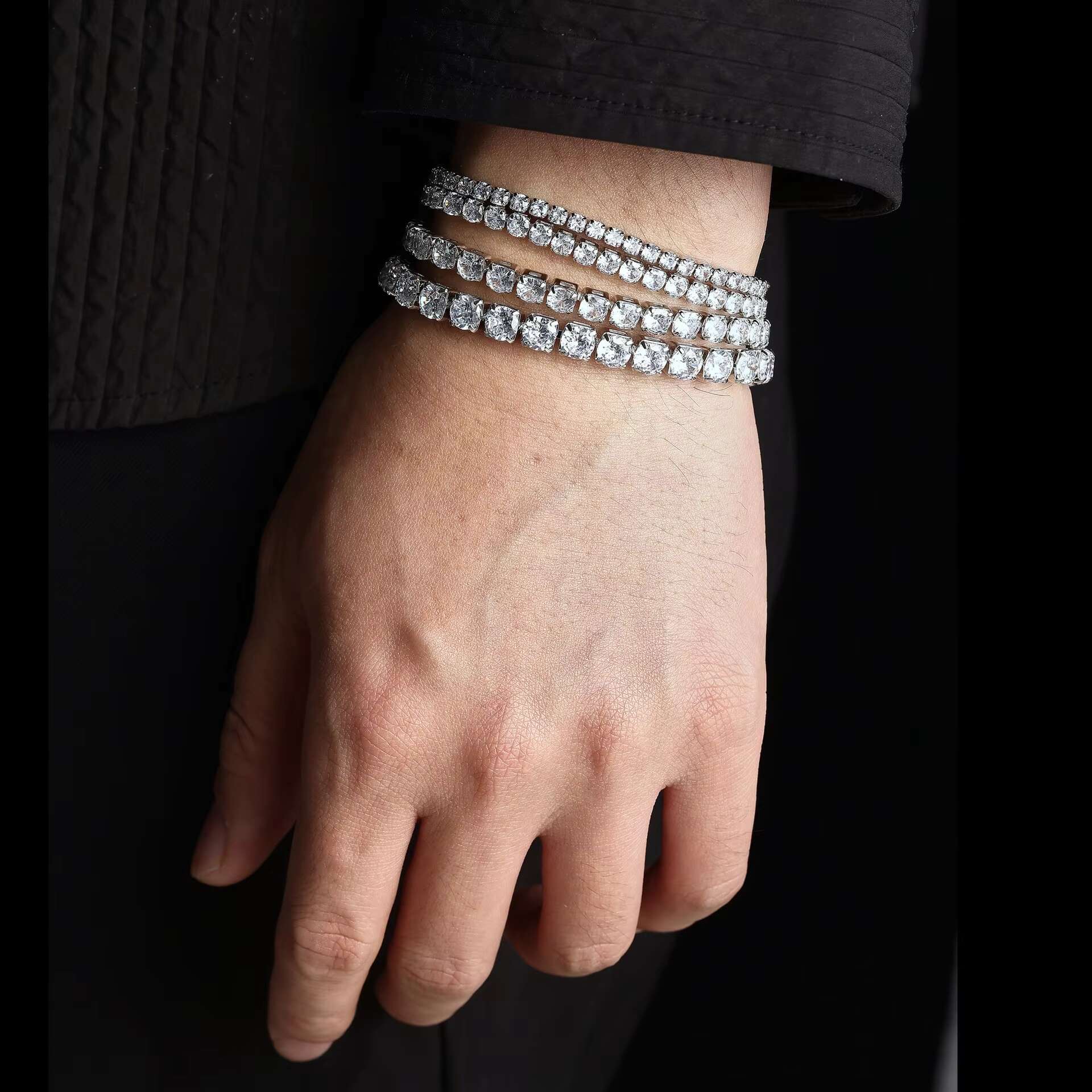Wholesale Mens Luxury Sliver Rose Gold Plated 2.5MM 3MM 4MM 5MM Iced Out Cubic Zirconia CZ Diamond Tennis Bracelet for Women Men