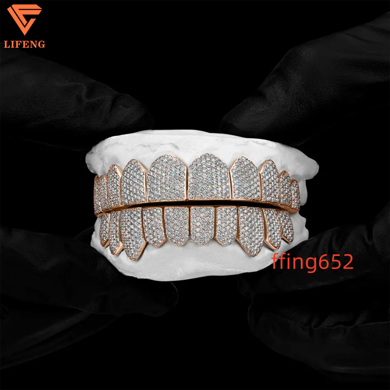 Custom 925 Sterling Sliver VVS Moissanite Grillz Iced Out Womens and Men Hip Hop Jewelry Grillz Teeth Diamond Moissanite Grillz