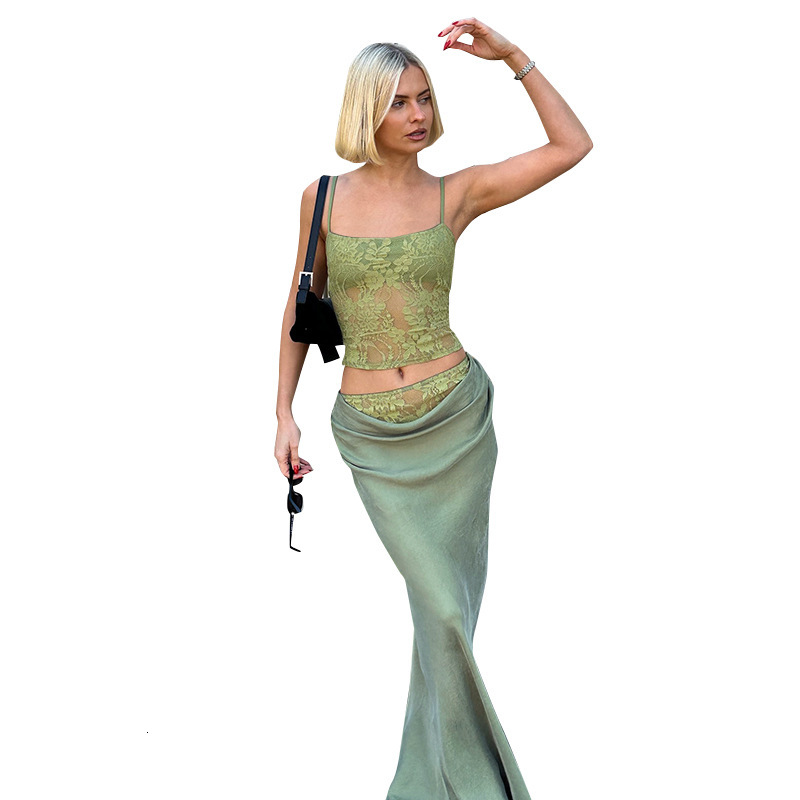 2025S Fashion Designer F ST Style Women S Autumn And Winter Lace Backless Strapless Strap Patchwork Pleated Hip Bag Skirt Set