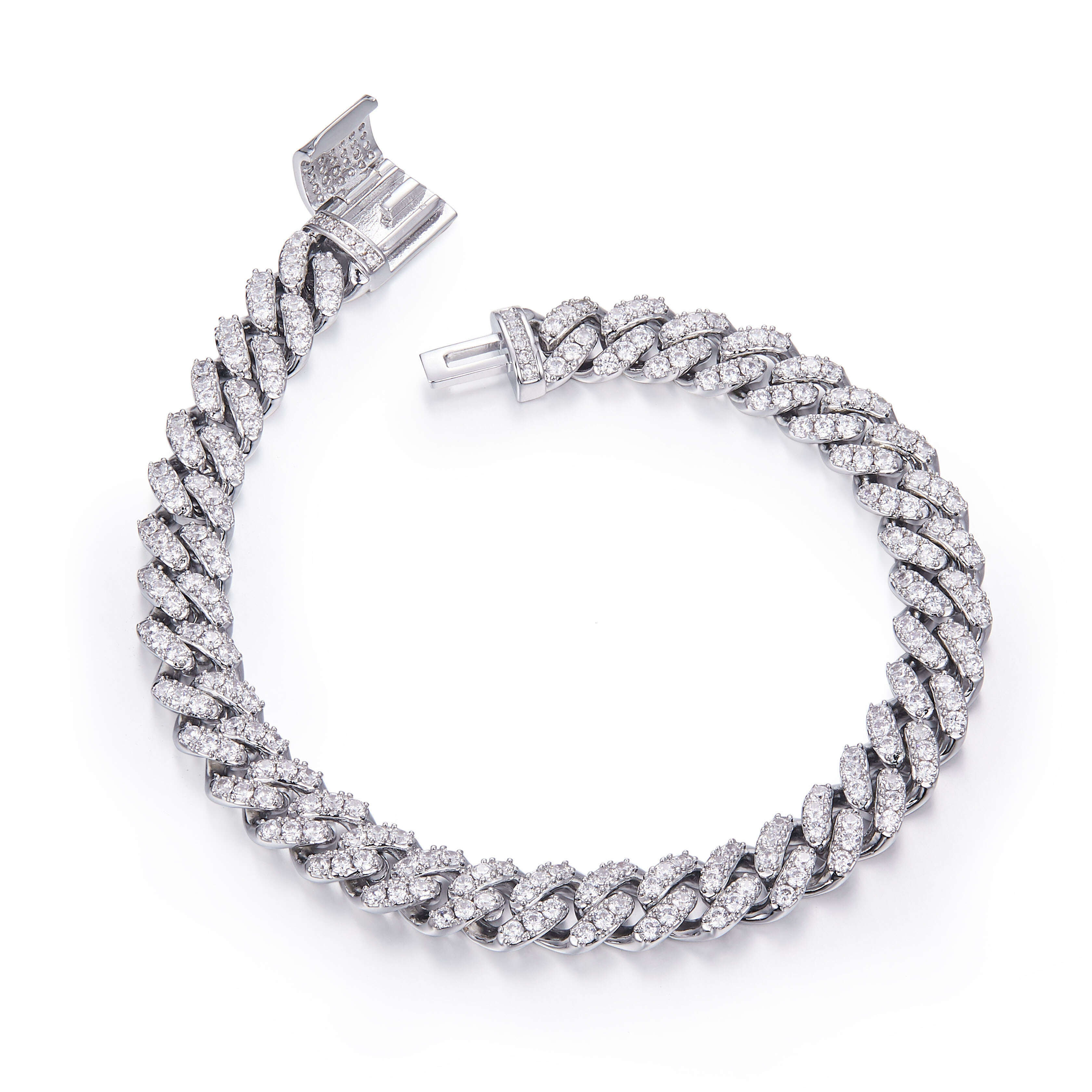 Wholesale Luxury Iced Out Cuban Link Chain 6-8-10-12-14 mm Moissanite 925 Silver Necklace for Men Hip Hop Gift Platinum Plated