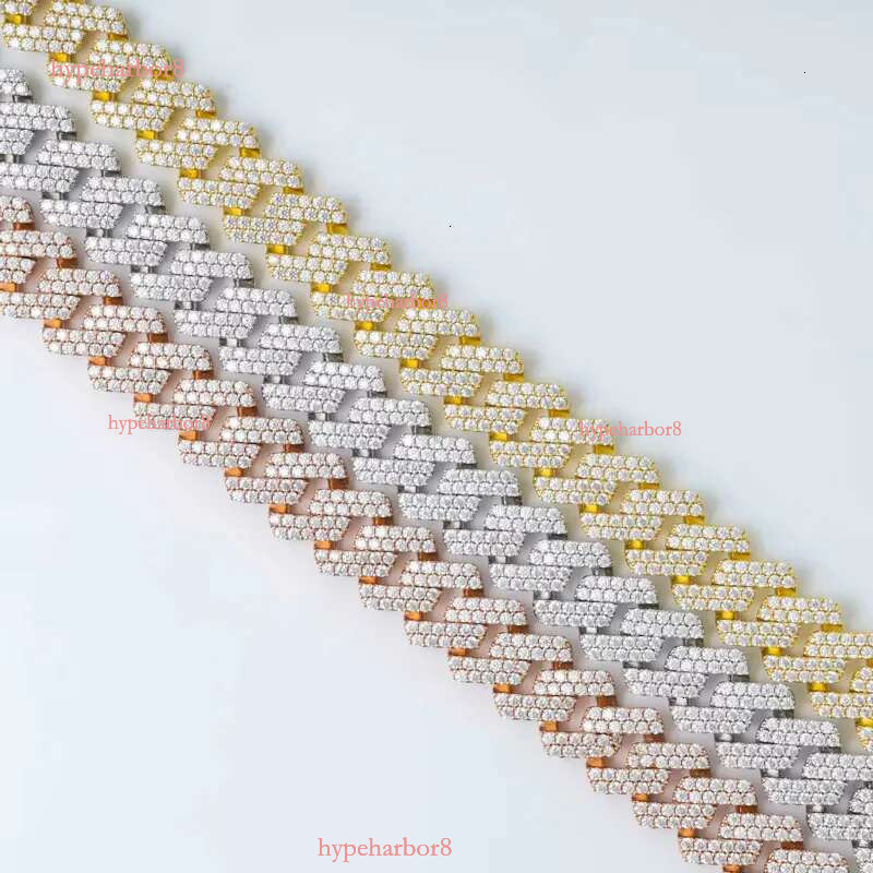 15mm Necklace Moissanite Sterg Sier Cuban k Chain