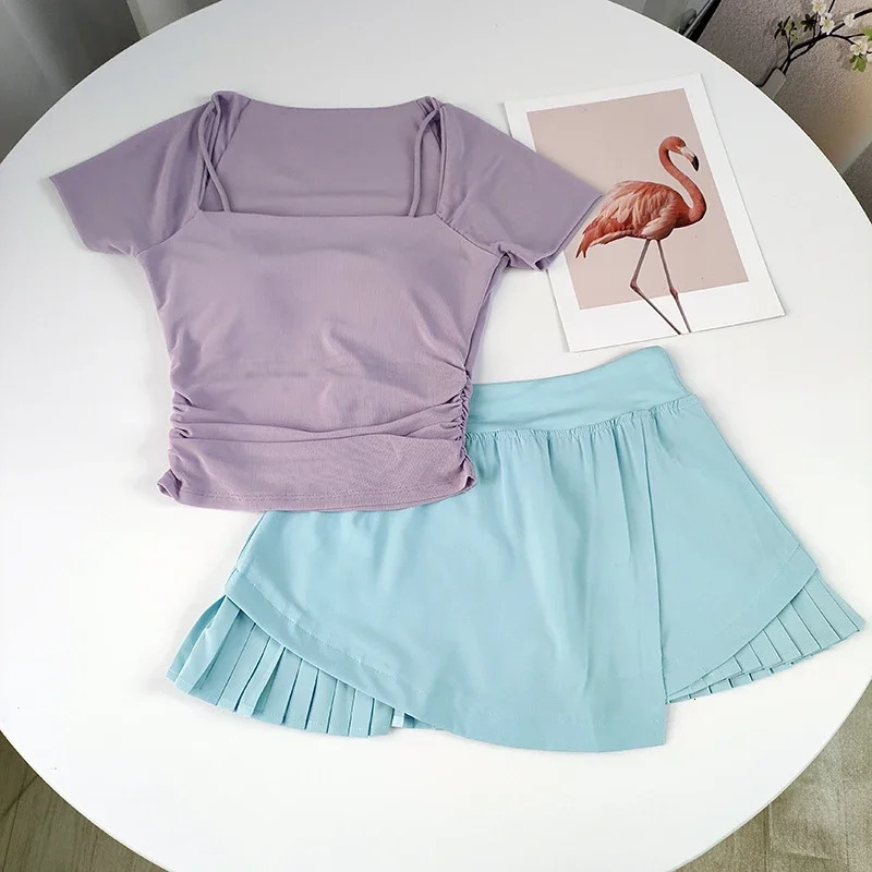 Womens Casual Yoga Fitness Set Tennis Skirt Sports Pants Gym Outfit Workout Sweatsuit Comfortable Yoga Suit 250320