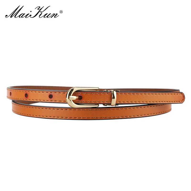 Maikun Womens Belt Alloy Buckle Genuine Leather Thin Belt Womens Belt W250326