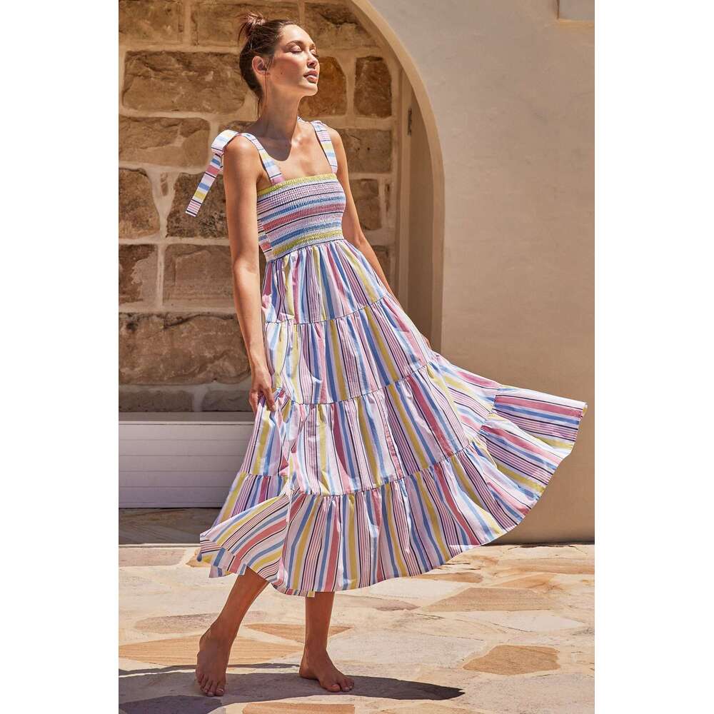 Womens white dress Vestidos De Noche casual dresses for women Dress 2025 Summer Womens New Commuter Sleeveless Hot Girl Printed Long Strap Dress Women