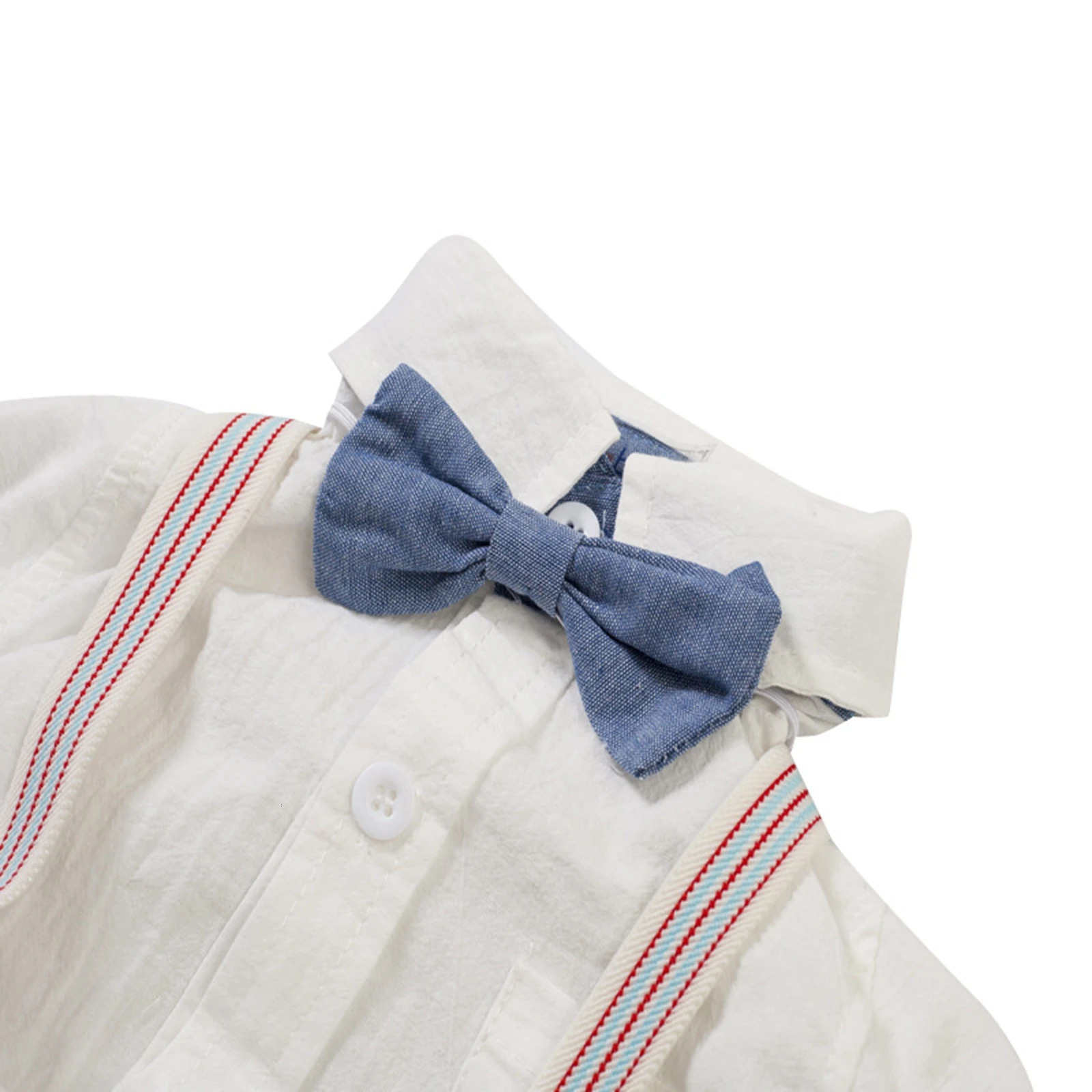 Citgeett Summer Toddler Kid Boys Long Sleeve Tops Suspender Pants Suit Long Sleeve Lapel Button Romper Shirt Gentleman Clothes 250326
