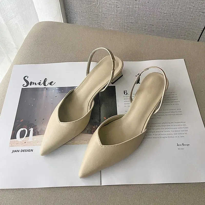 2022 New Fashion All-match Temperament Wens Single Shoes Solid Color Square Heel Pointed Toe Shoes for Wen Z250326