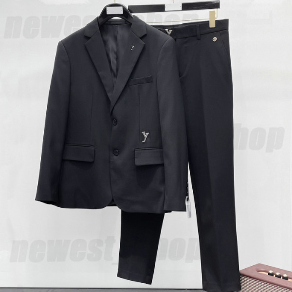 Mens Suits Blazers Western clothing designer Blazer pants sets autumn luxury outwear coat slim fit metal badge casual coats dress suit