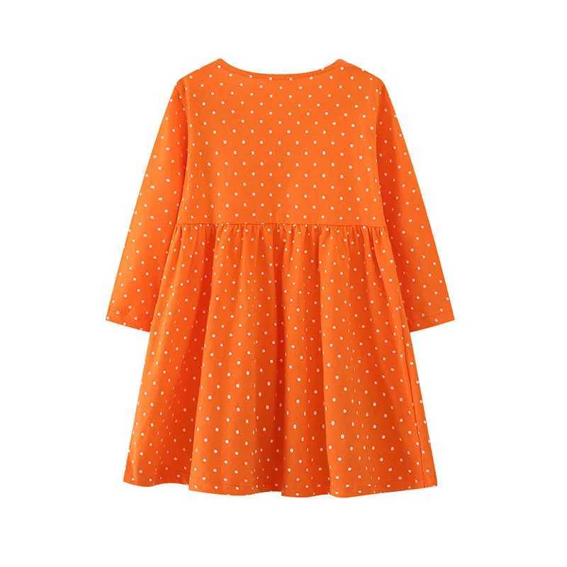 Flea Meter 2-7T Hedgehog Baby Long Sleeve Princess Girl Dress Animal Stickers Point Childrens School Clothing Cute Par W250326