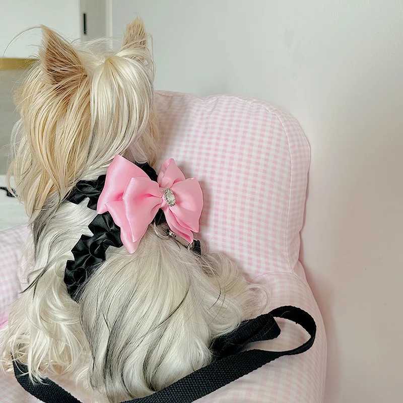 Dog and Cat Strap Set Adjustable Lace Bow Pet Strap Cute Puppy Princess Dress Walking Collar Chihuawak X250326