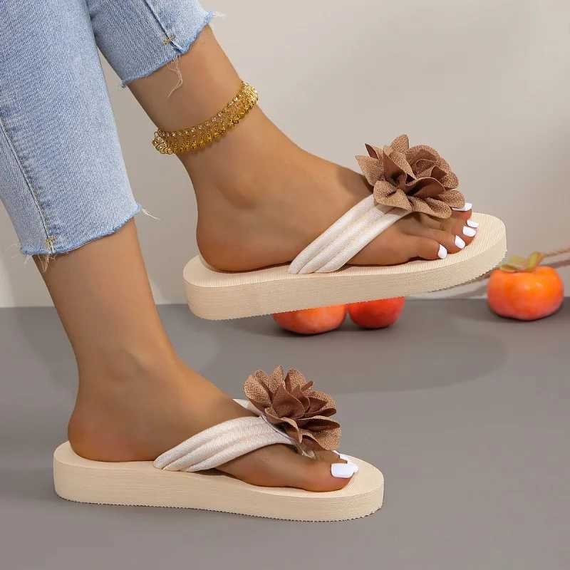 New summer slider outdoor beach flip cute flower bow decoration casual flat slider womens slider shoesXJ250326