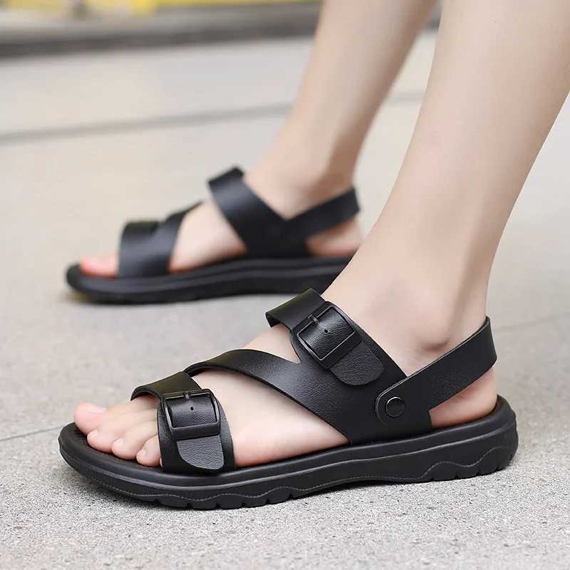 Mens summer sandals outdoor casual sports slippers PU leather N-Slip breathable Roman shoes beach flip garden shoesXJ250326