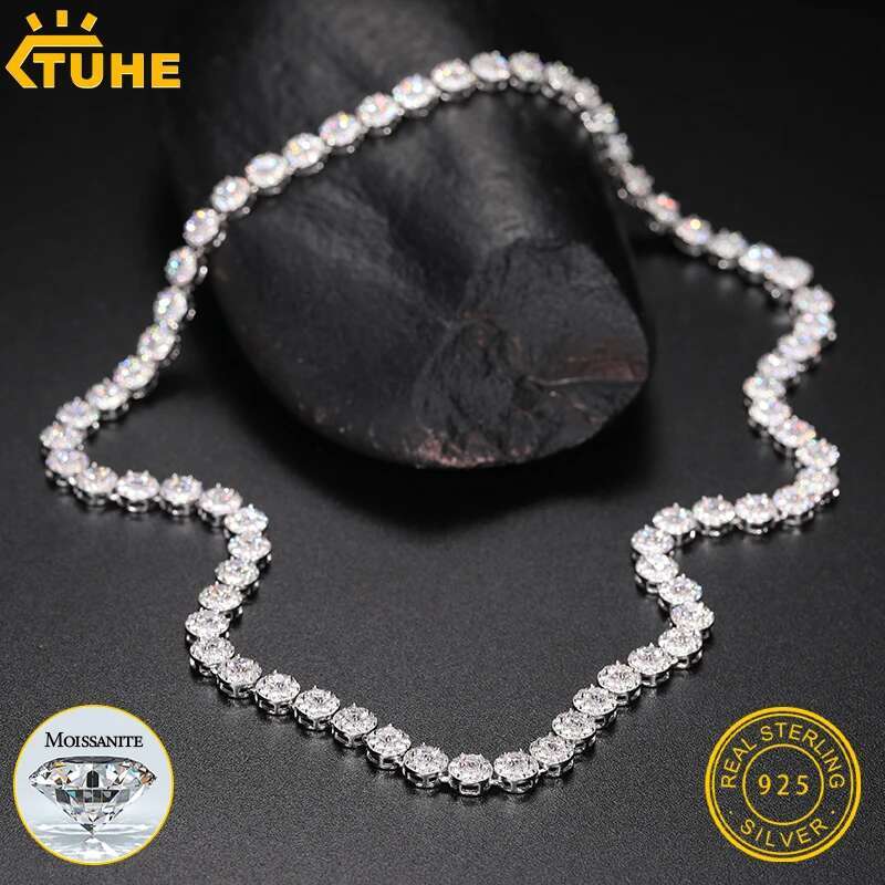 High Quality VVS1 Moissanite Chain For Women Necklace 925 Silver Unisex For Men Women Sterling Silver Luxury Necklaces Gift