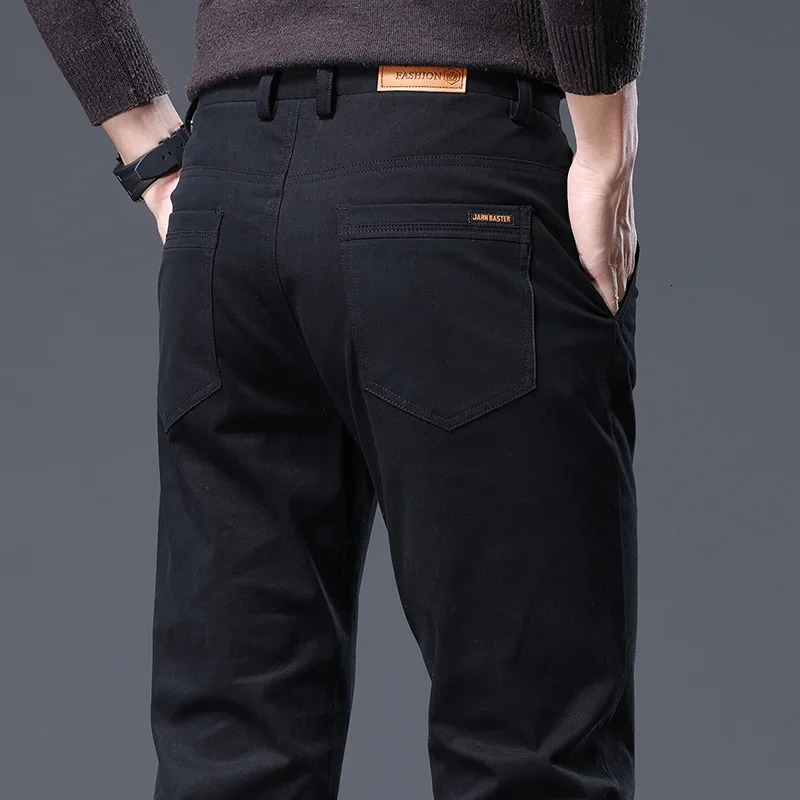 Autumn 97 pure cotton mens pants Korean fashion slim straight three person soft and comfortable elastic casual solid color 250326