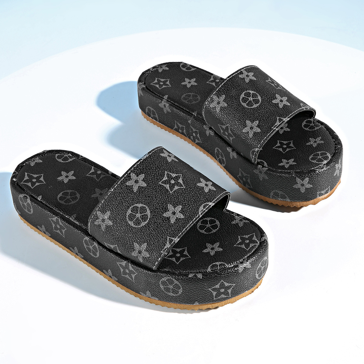 Free shipping women sandals beige black silver dark brown thick bottom nonslip comfortable indoor casual slippers