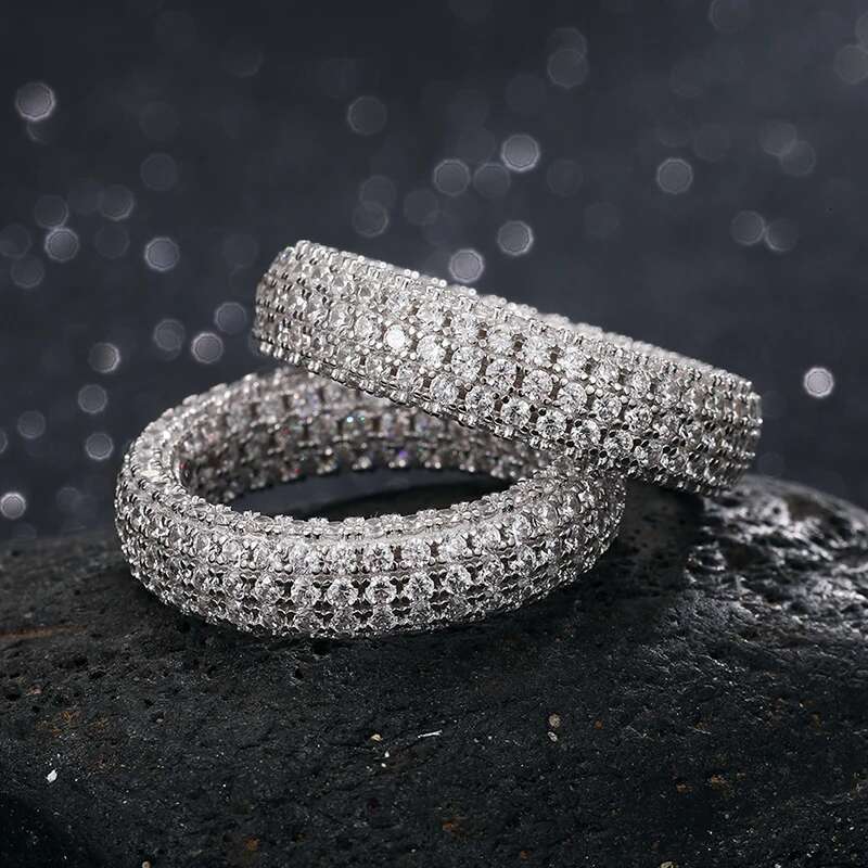 Top Quality Full Diamond Moissanite Rings For Mens Hip Hop Jewelry Sterling Silver 925 Bling Gold Pass Diamonds Test
