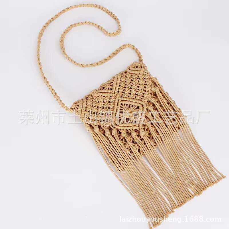 Crossbody Handmade Cotton Rope Knitted Tassel Beach Women's Grass Woven Single Shoulder Bag