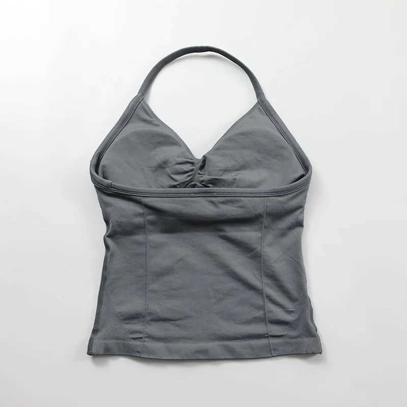 Impact Longline Shoulder Strap Gym Top Womens Scrunch Open Back Gym Clothing Built in Bra Pad Strap Neck Yoga Tank TopW250411