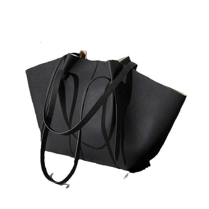 Versatile Commuting Handbag,Head Layer Cowhide Large Capacity Tote Bag, Genuine Leather Women's Fashionable Bat Bag