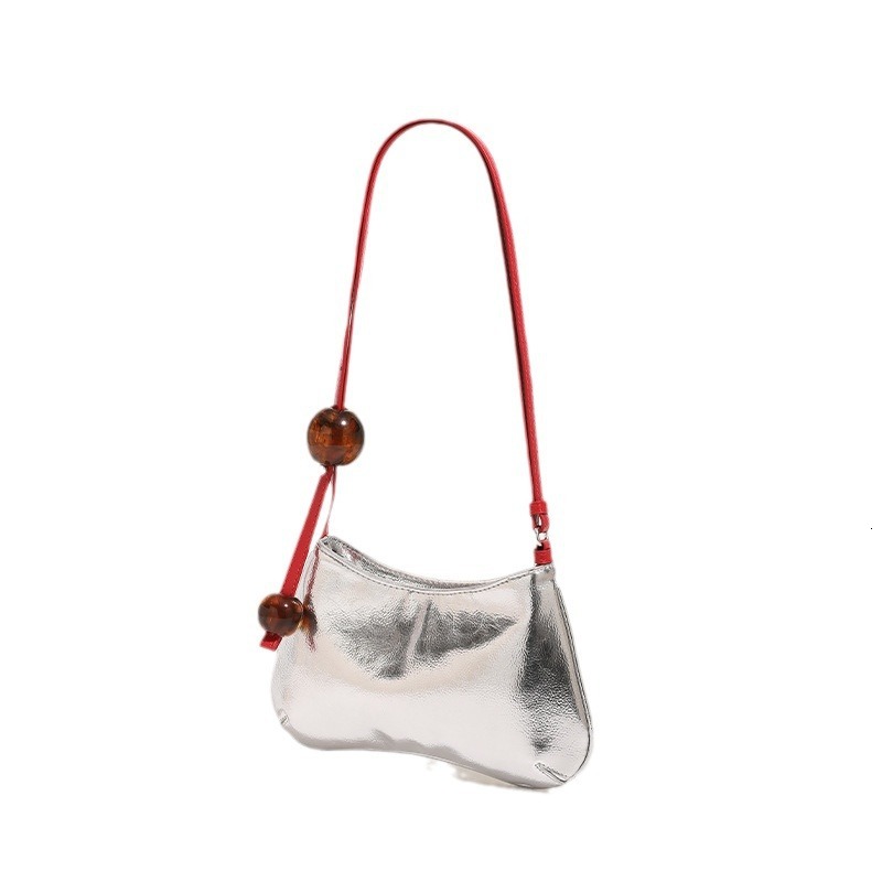 Silver Underarm Bag Women's Large Beaded 2024 Summer New High-grade Spice Girl Shoulder Crossbody Bag Trend