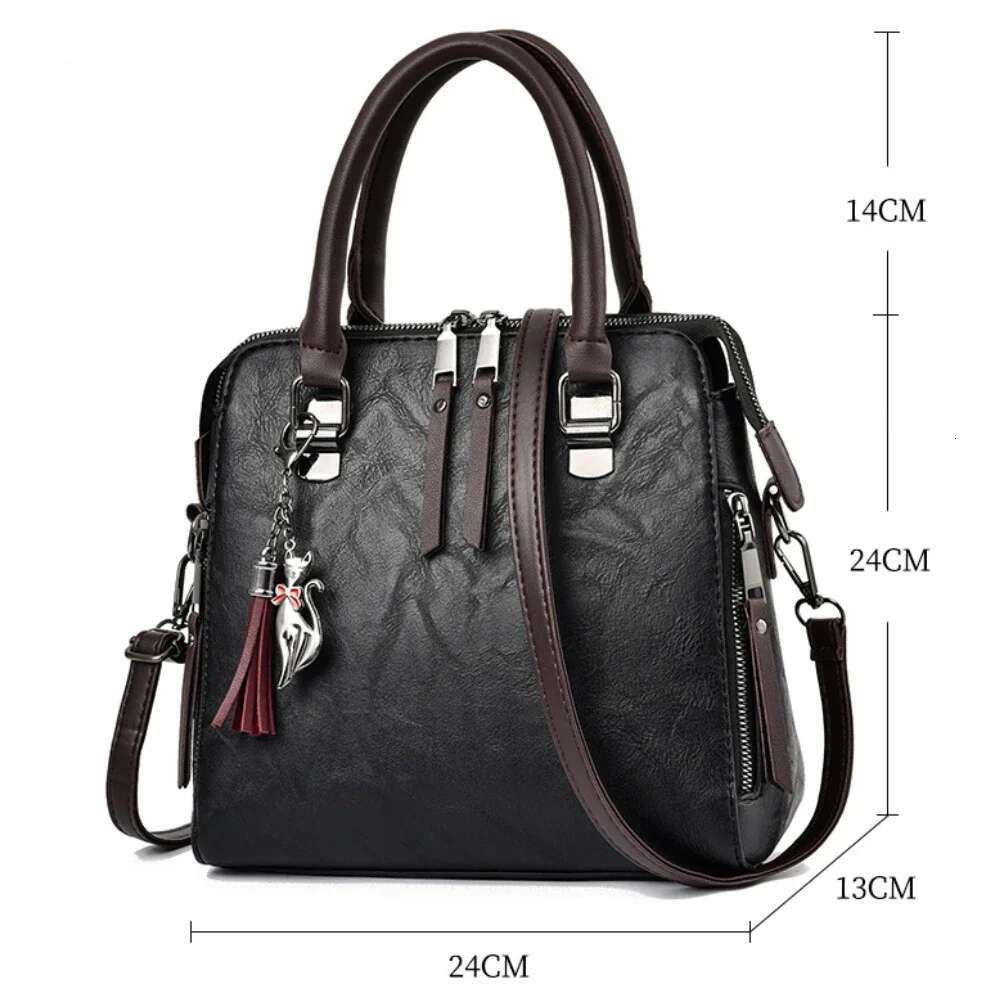 Vintage PU Leather Ladies HandBags Women Messenger TotesTassel Designer Crossbody Shoulder Bag Boston Hand Bags Hot Sale