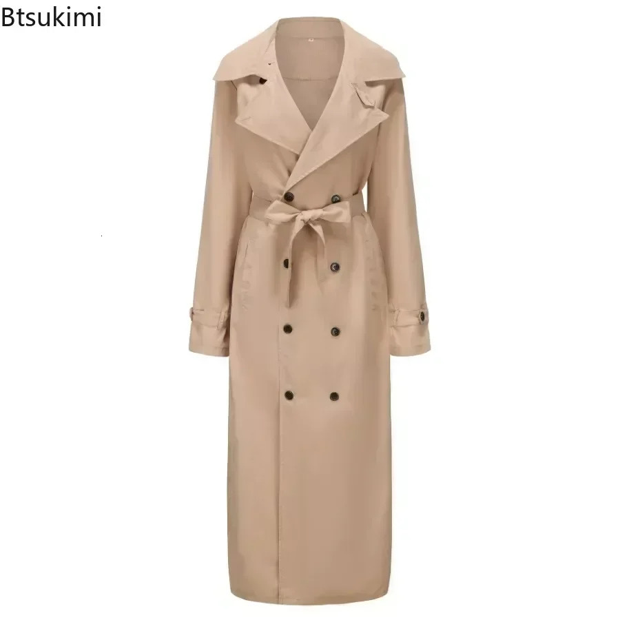 Spring and autumn mens coat retro long trench coat mens jacket coat mens business casual long solid windproof coat 250324
